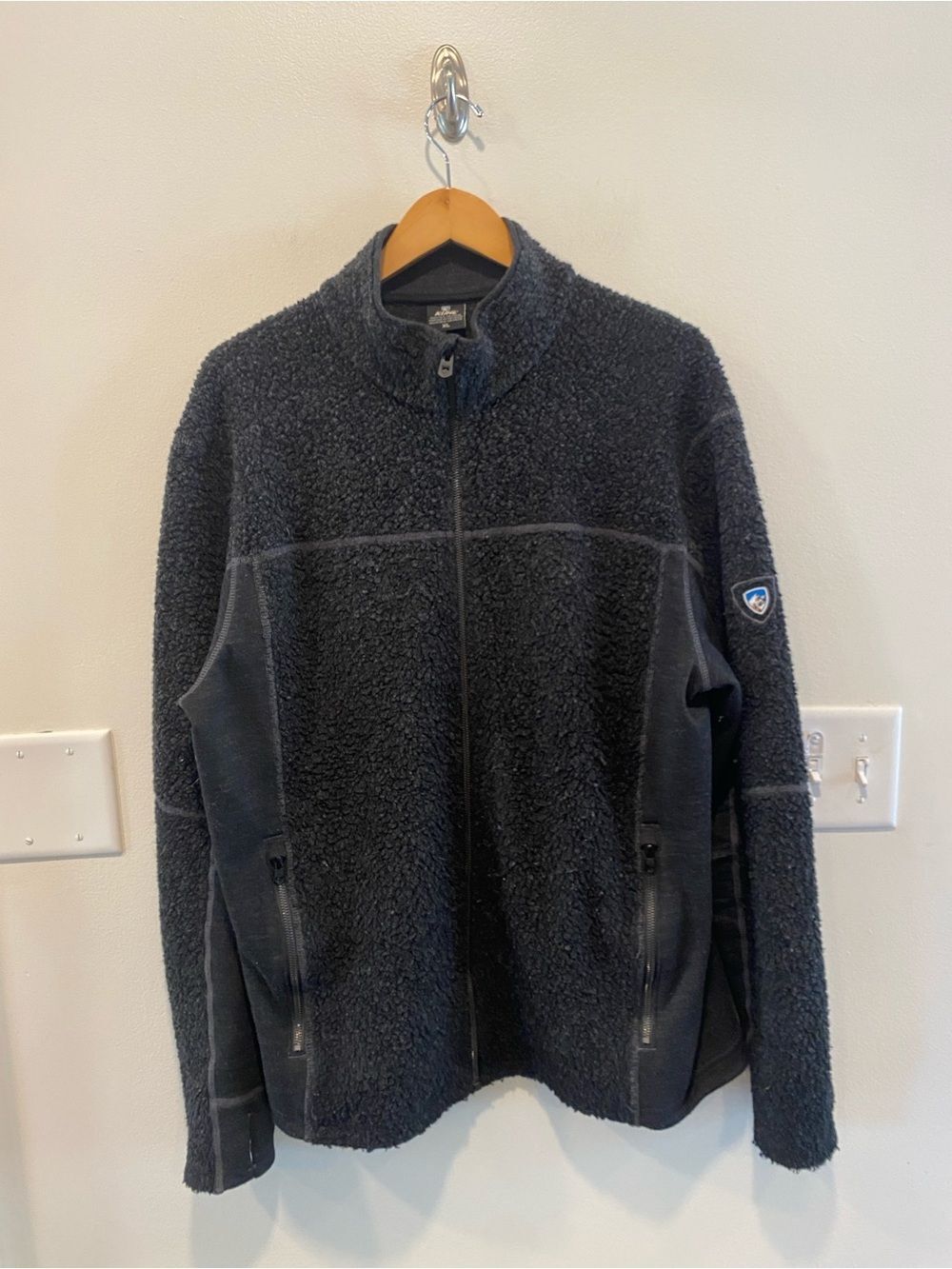 Kuhl Naturafleece Full Zip Jacket mens size XL fleece wool black fleece outdoors